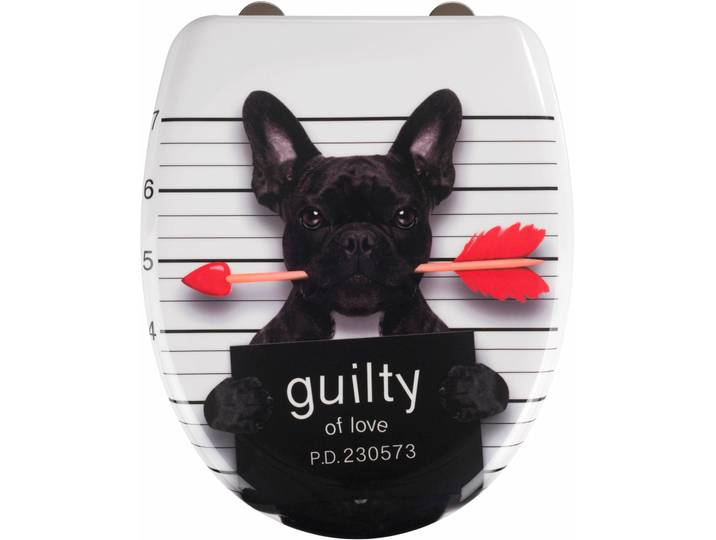 WC-Sitz WENKO Guilty Dog , bunt, B:38cm L:45cm, Duroplast, Edelstahl, WC-Sitze, WC-Sitz