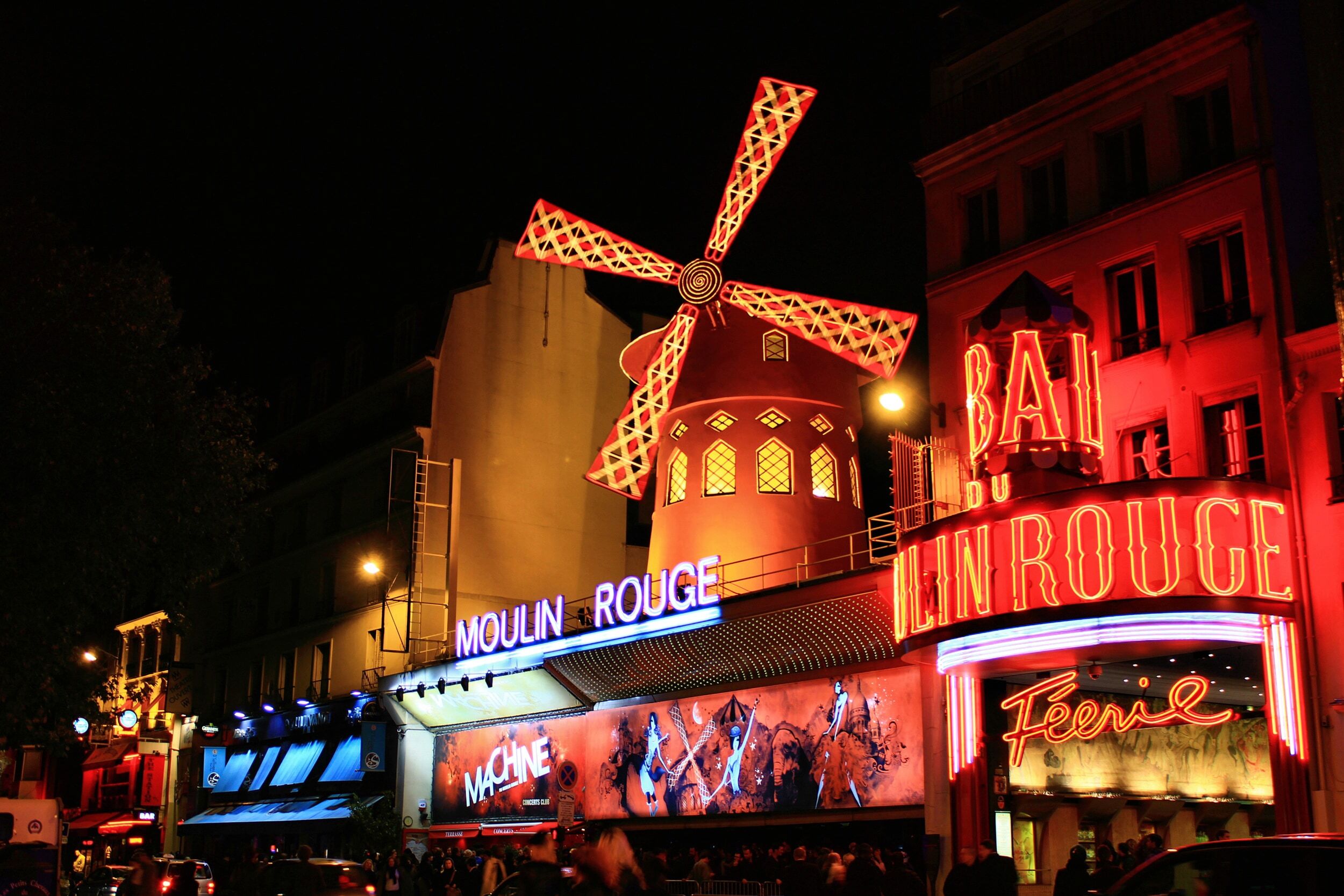 Fototapete PAPERMOON "MOULIN ROUGE-KABARETT PARIS NACHTCLUB VARIETE' MUSICAL", bunt, B:5m L:2,8m, Vlies, Tapeten, Fototapete bunt B/L: 5m x 2,8m, Bahnen: 10 Stk.