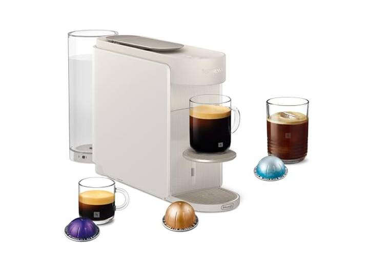 De'Longhi Nespresso Vertuo Up - Machine à café à Capsules avec 7 Formats de Tasse\, Technologie Centrifusion\, Chauffe Rapidement\, Réservoir 1\,4L\, Mode Créations\, Design Compact\, Blanc (ENV200.W)