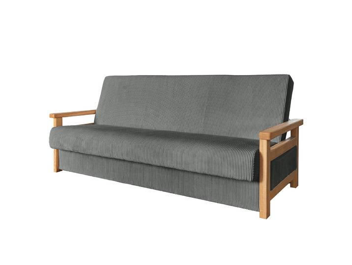 Schlafsofa Schwarz/Grau Cordstoff Zuri 220 x 90 x 90cm mit Schlaffunktion Modern