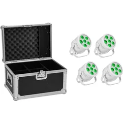 Eurolite Set 4x LED Silent PAR 6 QCL Floor ws + Case (8 W, LED), Scheinwerfer, Weiss