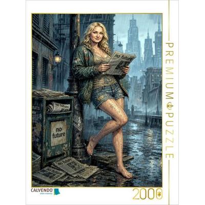 CALVENDO Puzzle Nachdenkliche Bridget: Schlagzeilen ohne Hoffnung im Regen. | 2000 Teile Lege-Größe 90 × 67 cm Foto-Puzzle für glückliche Stunden