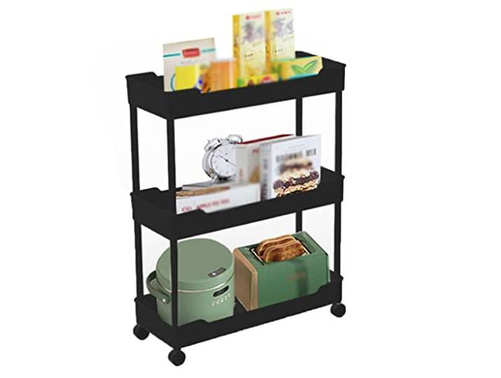 ROHCGHC Rollwagen, Stehendes Aufbewahrungsregal platzsparend Bad Küche Waschküche(3 Tier,Slim Style)