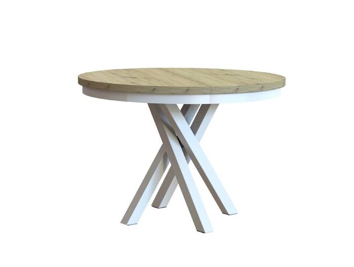 Design Möbel Wohnzimmertisch KRYSS – Runder ausziehbarer Esstisch im modernen Loft-Stil