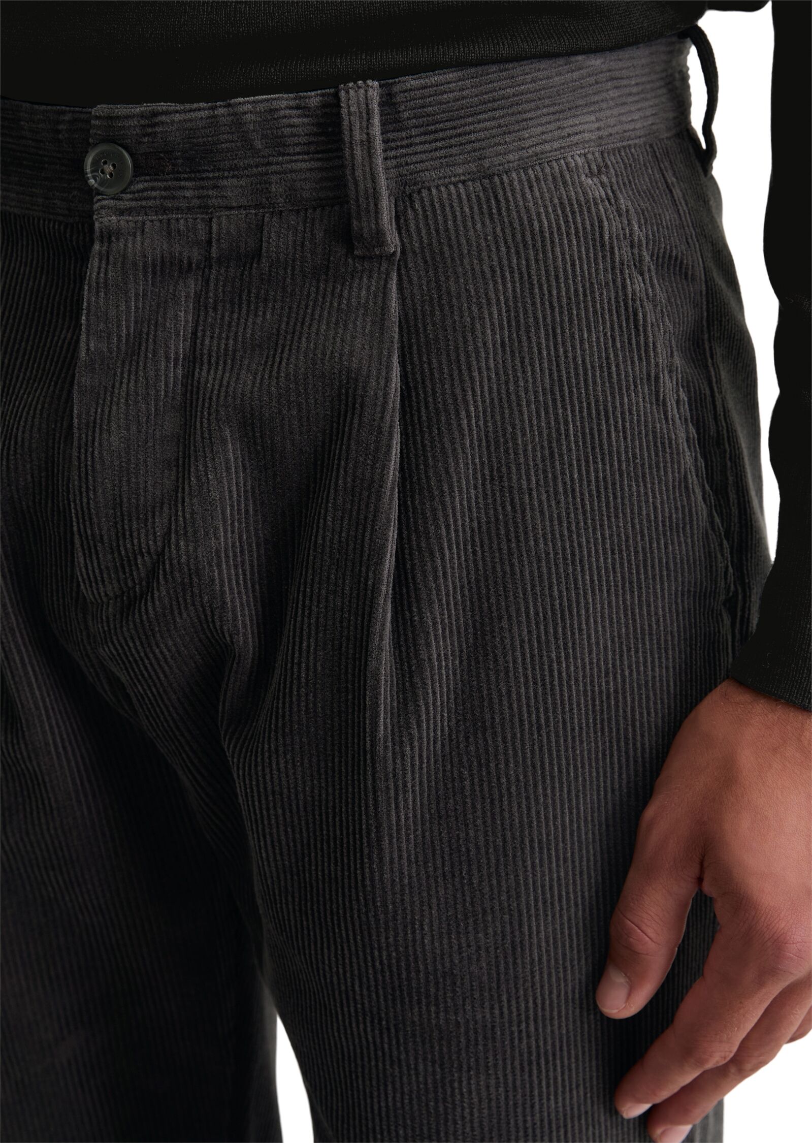 Marc O' Polo Cordhose MARC O'POLO "Osby Pleats", Herren, Gr. 36, Länge 32, grau (broken graphite), Cord, Obermaterial: 100% Baumwolle, lang, Hosen Cordhose, tapered fit, aus reiner Bio-Baumwolle broken graphite 36, Länge 32