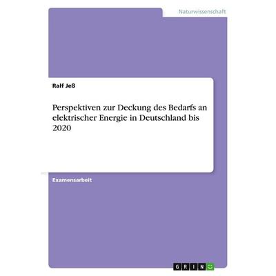 Perspektiven zur Deckung des Bedarfs an elektrischer Energie in Deutschland bis 2020, Taschenbuch von Ralf Jess, GRIN, 978-3-638-72679-5