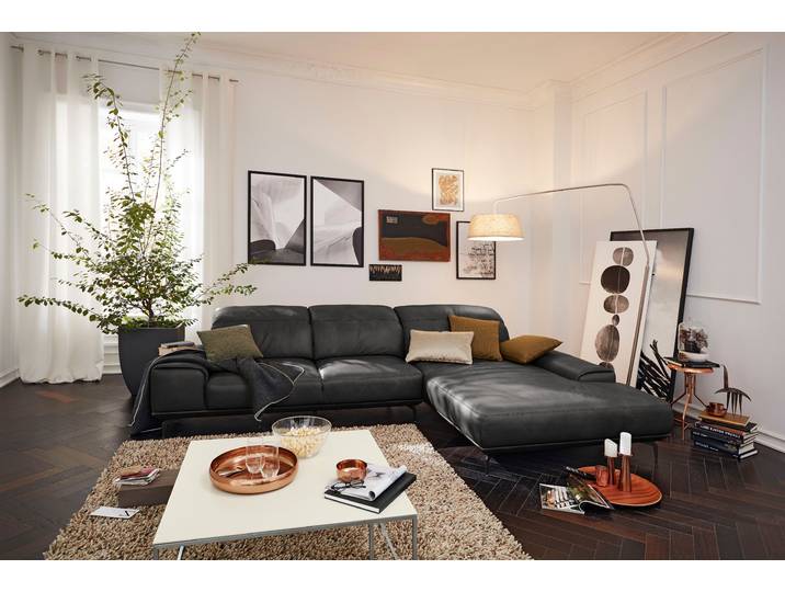 Wohnlandschaft, Long-Life-Leder, Anthrazit, 342×207 cm, Mit Elektrischen Funktionen, Musterring MR 2490