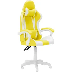 Carmen 6311 Gaming-Stuhl mit Kunstleder und Kopfstütze – Weiß/Gelb