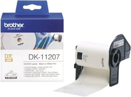 Brother DK11207 Etiqueta pré-cortada para CD/DVD (pelicula plástica) 58x58 mm