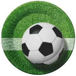 Set von 6 Papptellern mit Fußballmotiv - 18 cm