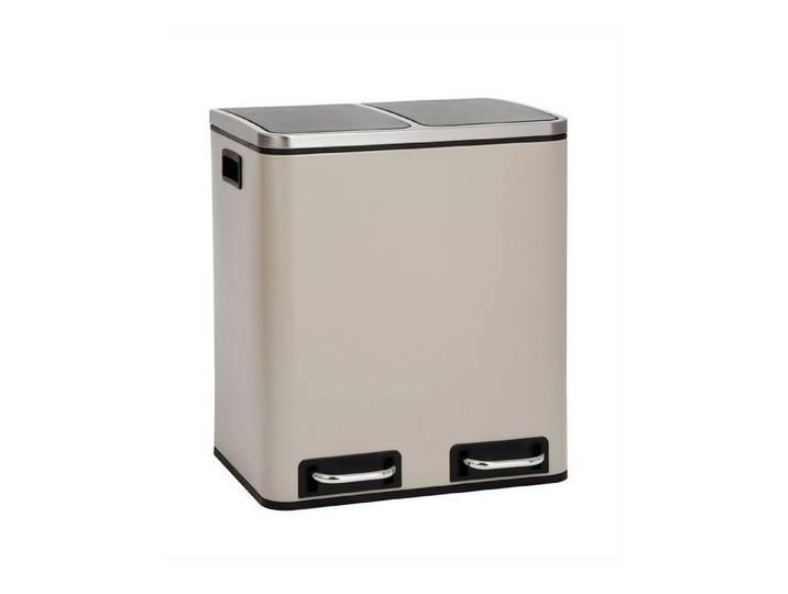 SVITA Mülltrennsystem, Mülleimer, 60L, Softclose-Deckel, Pedal, Taupe