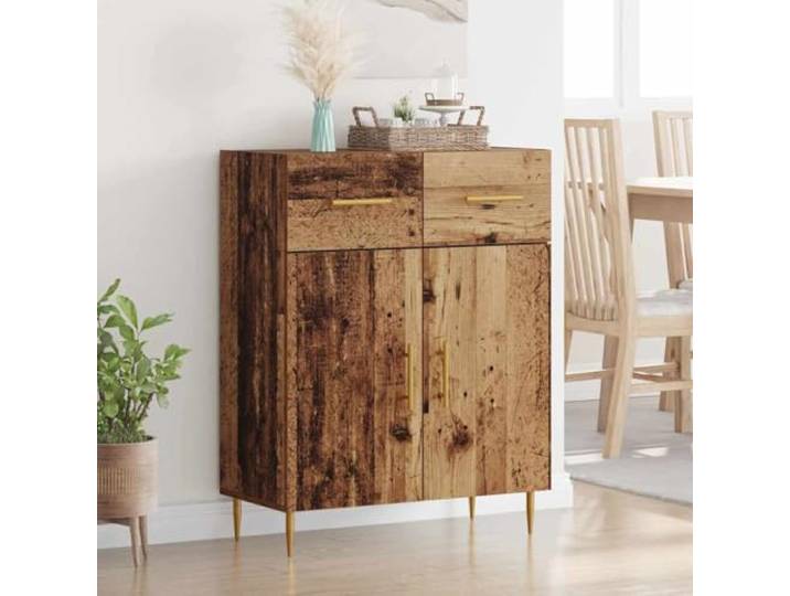 HEFZGDB Modernes Sideboard Weiß Holzwerkstoff für Wohnzimmer Aufbewahrung mit Metallbeinen und Stauraum im zeitlosen Design mit Türen und Schubladen, Sicherung durch mitgelieferte