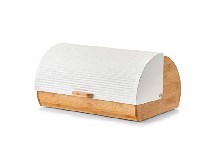 Broodtrommel, Bamboe/Metaal, Wit