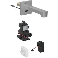 Geberit Brenta Waschtischarmatur, Ausladung 170mm, ohne Mischer, Netzbetrieb, für UP-Funktionsbox, 116.271.SN.1, Farbe: Optik Edelstahl/gebürstet, easy-to-clean-beschichtet