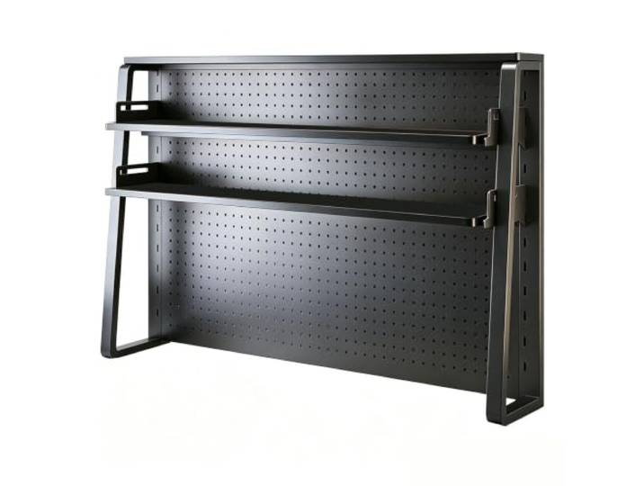 2/3 Ebenen Schreibtischablage Büro-Aufbewahrungsregal Schwarz Eckregal Verstärkter Rahmen Mit Aufhängeleiste Klein Dekorativ Für Büro und Arbeitszimmer(3-Tier,120cm/393.7in)