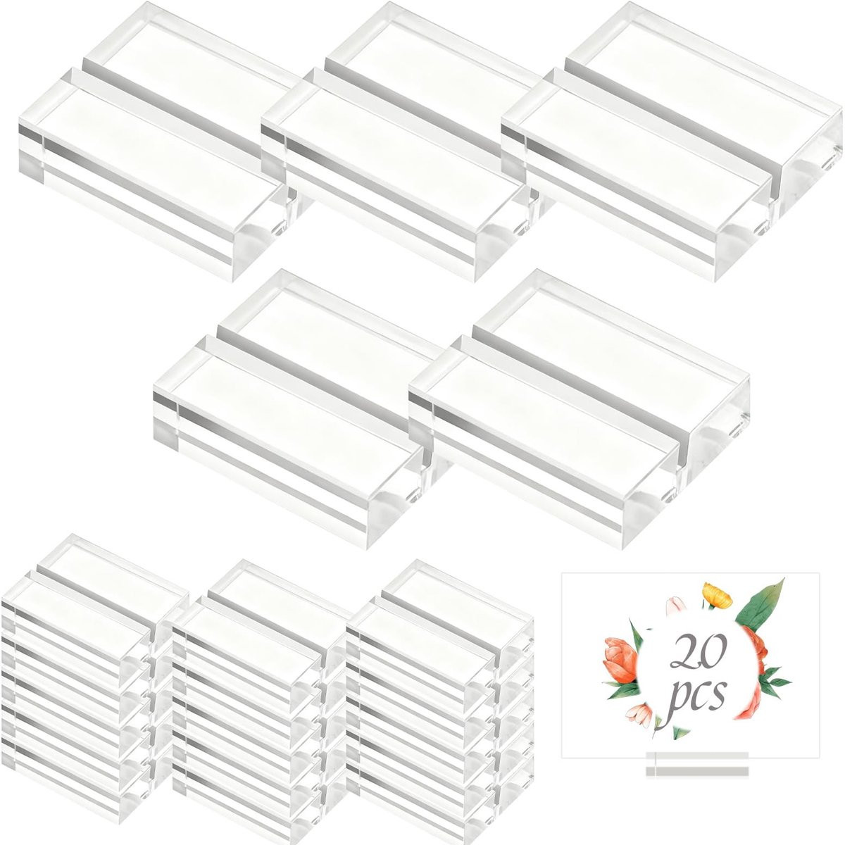 Omgoods - 20 stuks transparante acryl kaarthouders voor tafel en foto's