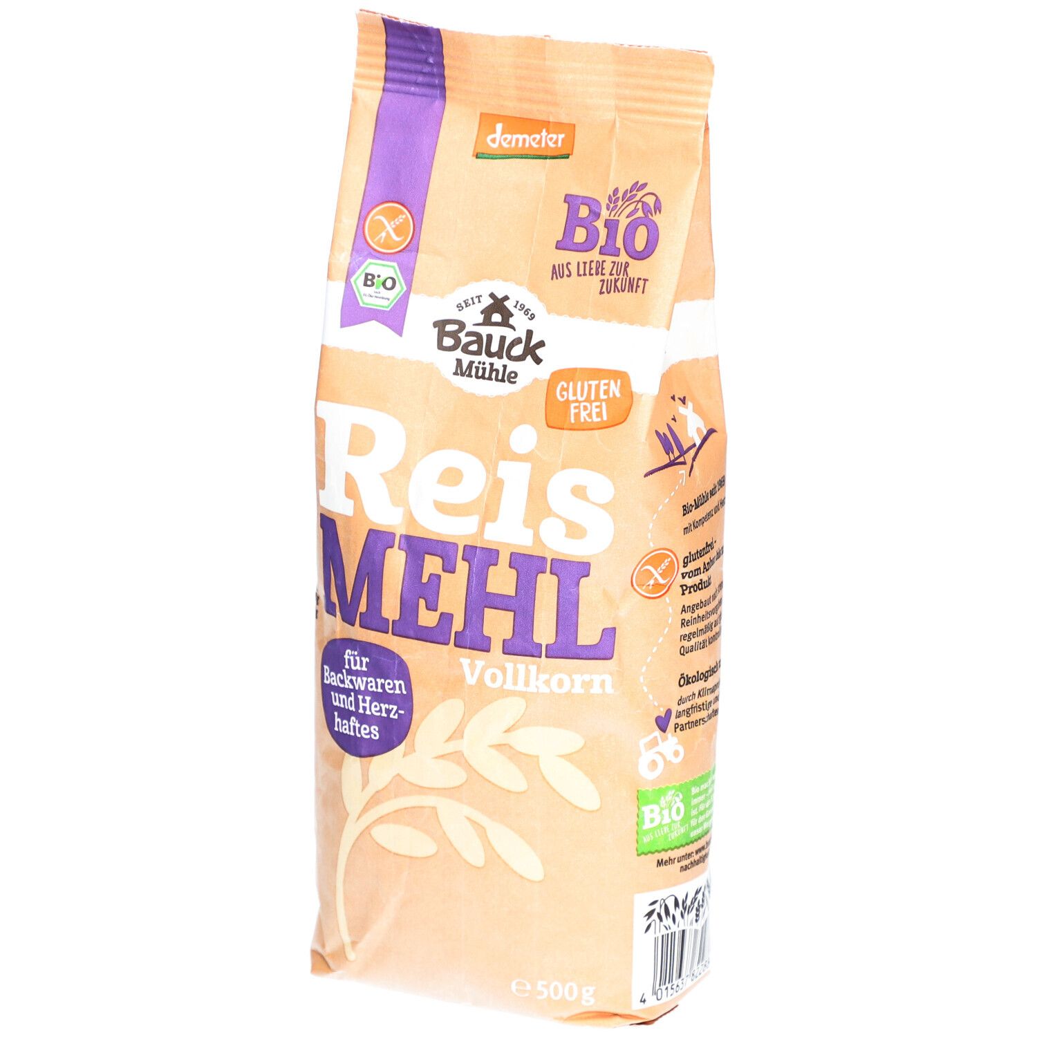 Bauck Reismehl Vollkorn Bio 500 g Pulver