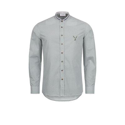 Trachtenhemd NÜBLER "Trachtenhemd langarm Johann", Herren, Gr. S, EURO, grün, Obermaterial: 97% Polyester PES. 3% Elasthan EL., Hemden Trachtenhemd