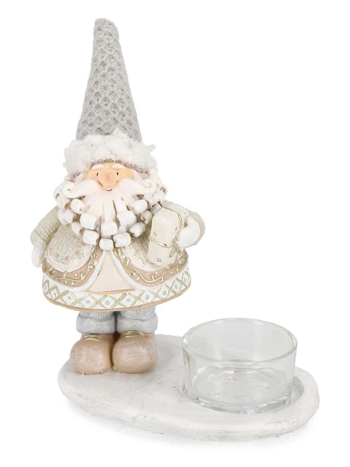 Bizzotto Teelichthalter "Santa" in Grau/ Creme - (H)15 cm - onesize
