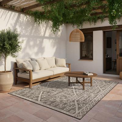 ROW Zarina Modern Diamond Medallion Brown / Beige Indoor/Outdoor Area Rug