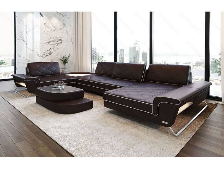 Sofa Ferrara Eleganz U-Form in Leder