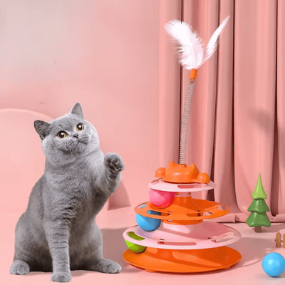 Inspire Curations OrbitTrack Triple Disc Interactive Cat Toy orange