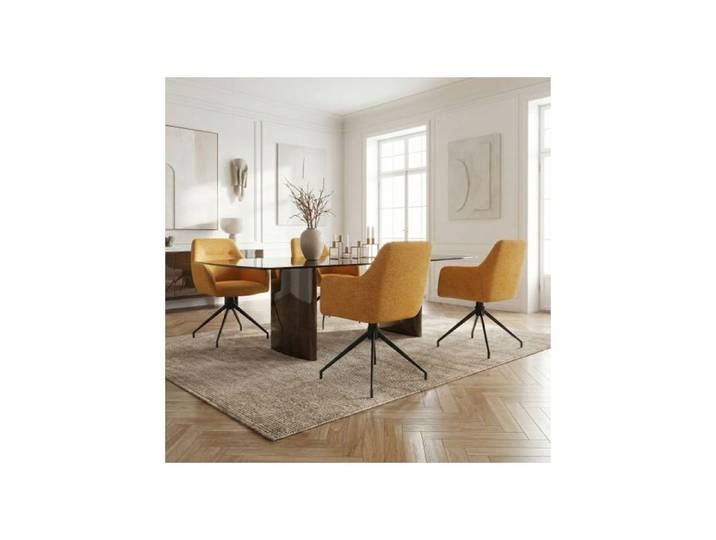 Lot de 2 chaises avec accoudoirs pivotantes tissu jaune - MORINI