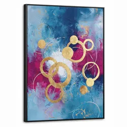 LEINWAND Bilder mit Rahmen - Kreise - Gold - Abstrakt - 60x80