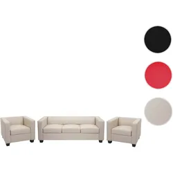 3-1-1 Sofagarnitur Couchgarnitur Loungesofa Lille ~ Leder creme