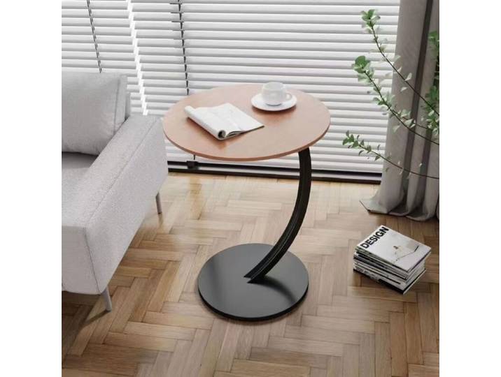 Table d'appoint - PZCC - PZCC - Rond - Plateau MDF aspect bois - Base métal - 40 x 60 cm