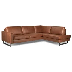 Ecksofa Pinto Mikrofaser Braun Cognac