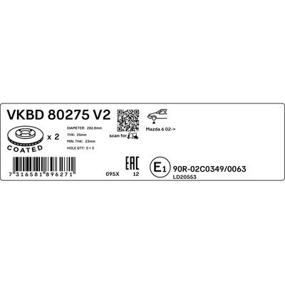 SKF Bremsscheibe VKBD 80275 V2 283mm 25mm