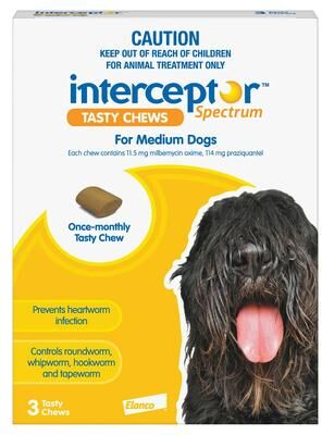 Interceptor For Medium Dogs 26-50 Lbs (Yellow) 3 Chews