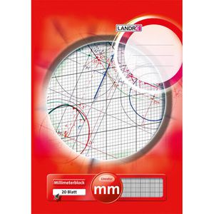 Landre Millimeterpapier 100050433, A3, 80g/qm, roter Druck, 20 Blatt