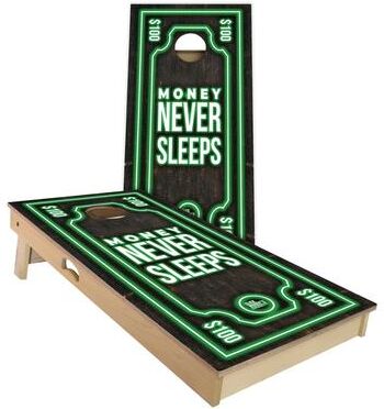 Skip's Garage Money Never Sleeps Outdoor Cornhole Board Set