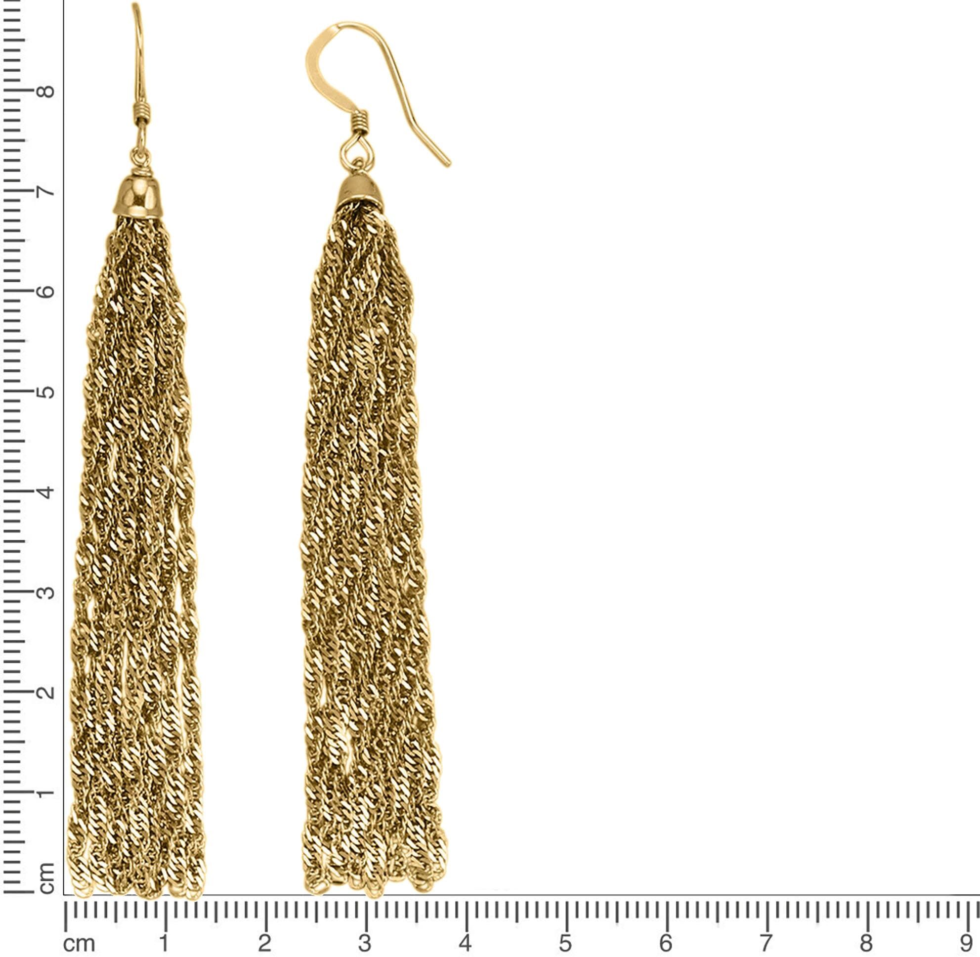 Paar Ohrhaken FIRETTI "Schmuck Geschenk Silber 925 Ohrschmuck Ohrringe Quaste", gold (gelbgoldfarben), Ohrringe, Damen, Silber 925 (Sterlingsilber), Paar Ohrhaken