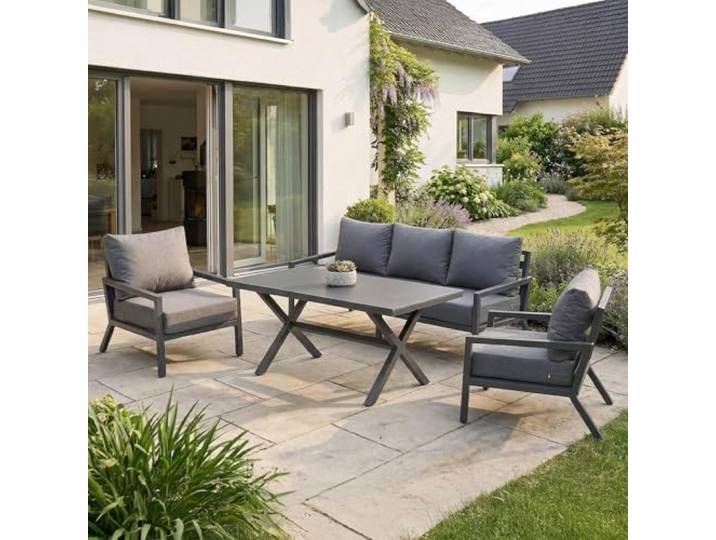 BRAST Gartenlounge-Set Aluminium Adria viele Varianten & Module bis zu 5 Personen Sofa Sessel Tisch korrosionsfrei wetterfest Loungemöbel Essgruppe Loungesofa 3-Sitzer Set 2
