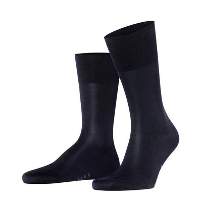 Socken FALKE "Tiago", Damen, Gr. 43-44, schwarz (6375, schwarz navy), Obermaterial: 93% Baumwolle, 5% Polyamid, 2% Elasthan, unifarben, Socken Socken, mit feinem, gleichmäßigem Maschenbild
