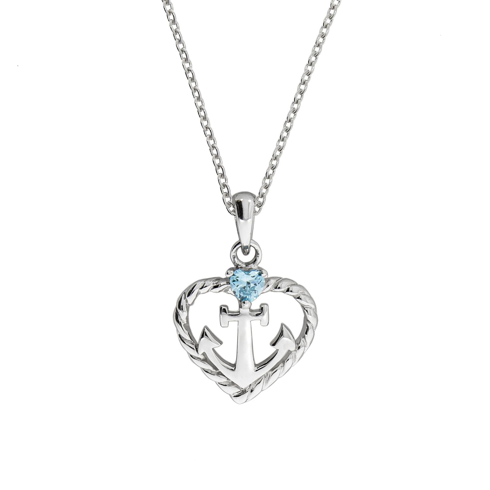 Zeeme Silber Halskette Silber 925 rhodiniert Herz Zirkonia blau