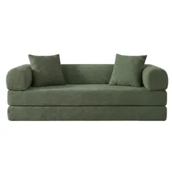 SCHLAFSOFA aus Cord in Grün 2-in-1 Funktion & zum Gästebett klappbar