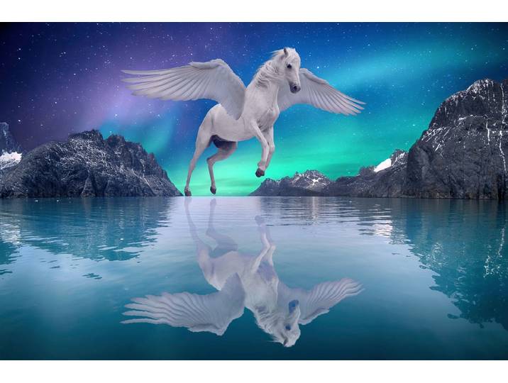 Fototapete PAPERMOON Pegasus überm Wasser , bunt, B:4m L:2,6m, Vlies, Tapeten, Fototapete