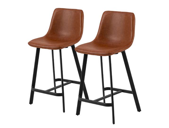 Tresenstuhl Gustave 2er-Set 44 x 92 x 50cm Braun/Braun/Schwarz