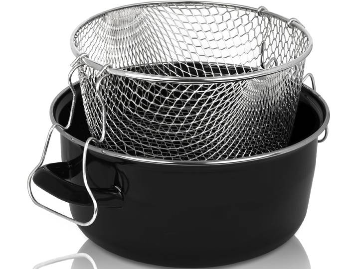Frittiertopf KRÜGER, schwarz, H:12,3cm Ø:24cm, Töpfe, Frittiertopf, Induktion
