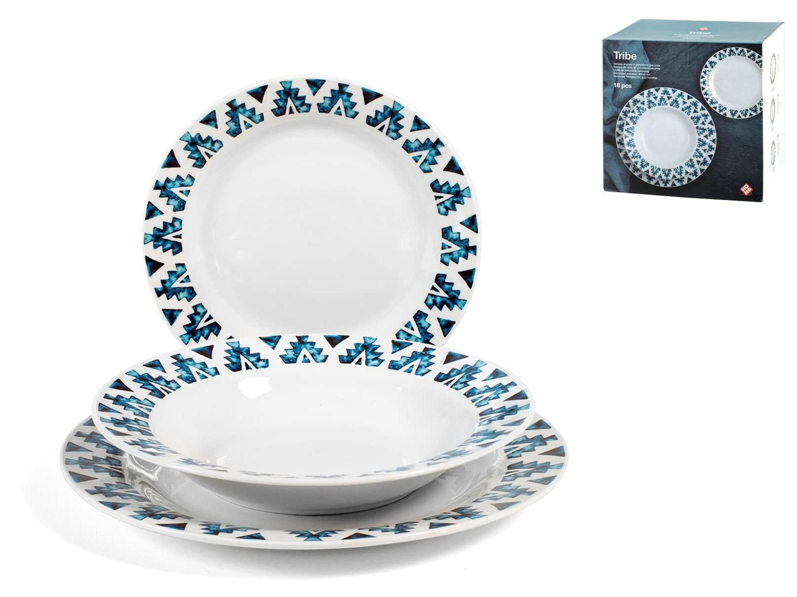 Dripio 18-delig porseleinen servies blauw