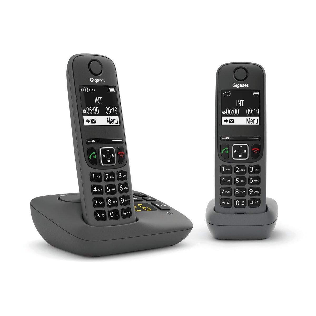 Gigaset AE690A Duo Schnurlostelefon mit Anrufbeantworter anthrazit L36852-H2830-B133