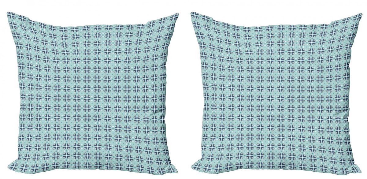 ABAKUHAUS Kussenhoes Set - Dubbelzijdig bedrukt met rits - Turkoois - 2x 45 x 45 cm