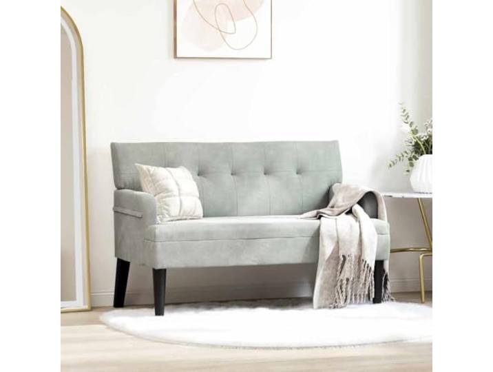 VIHHQGC Chesterfield Bank Hellgrau 112 x 65,5 x 75 cm Samt Samtbezug, Gummiholzbeine, Sperrholzrahmen, Wohnzimmer, Schlafzimmer, modern, klassisch