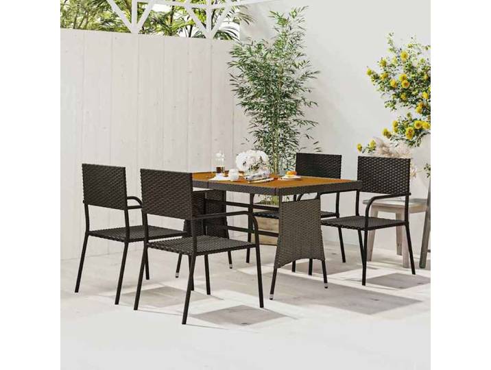 Mobilier à dîner d'extérieur 5 pcs - FLOATING - Résine tressée Noir&01_8236