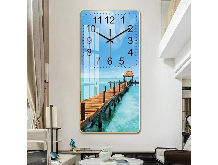Horloge murale rectangulaire pour peinture sur porcelaine, cristal, moderne, créative, silencieuse, seconde horloge murale décorative