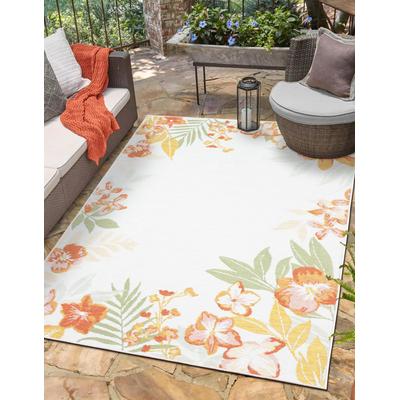Outdoorteppich "Isla, LAGERRÄUMUNG", bunt (cream,multi,rot), B:80cm H:6mm L:150cm, Polypropylen, MYFLAIR MÖBEL & ACCESSOIRES, Teppiche, Outdoorteppich, Wendeteppich, Blumen, mit Bordüre, Outdoor geeignet, Balkon, Terrasse